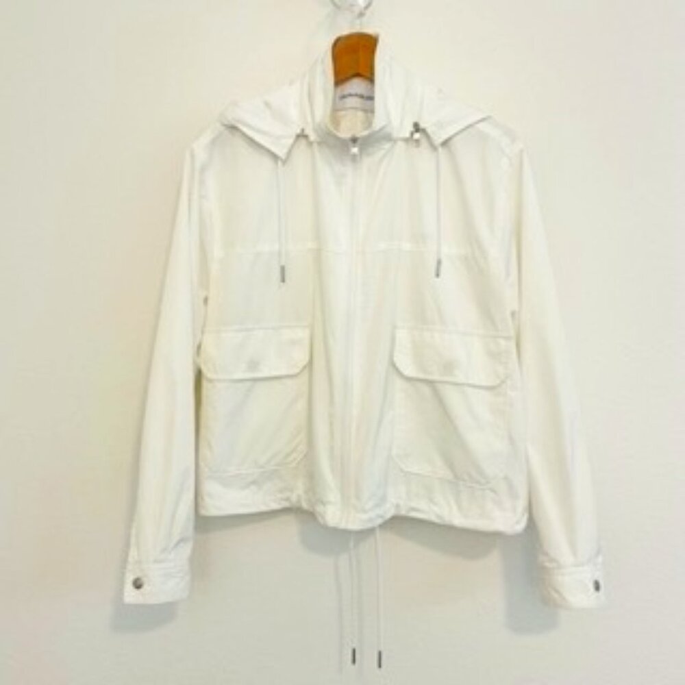 Calvin Klein Jeans Hooded Full-Zip Jacket /Windbreaker - White - Size: M